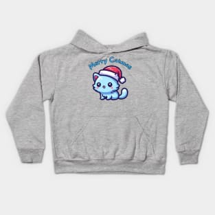 Merry Christmas catmas blue cat Kids Hoodie